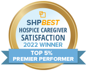 SHP Best Hospice Caregiver Satisfaction 2022 Winner - Top 5% Premier Performer logo