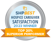 SHP Best Hospice Caregiver Satisfaction 2023 Winner - Top 20% Superior Performer logo