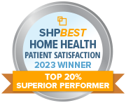 SHP Best Home Health Patient Satisfaction 2023 Winner - Top 20% Superior Performer logo